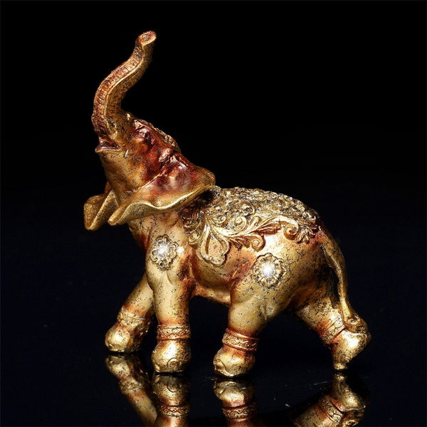 vintage brass elephant figurine, miniature brass animal, lucky