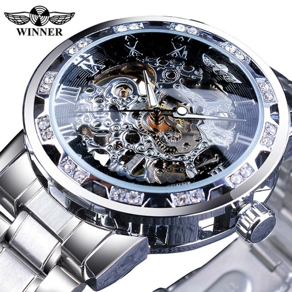 Transparent diamond 2024 mechanical watch