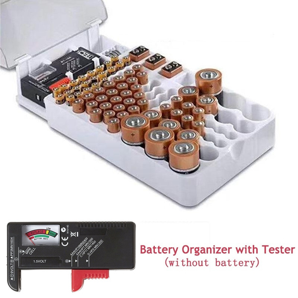 Battery Test Storage Box Battery Storage Organizer Case Box With Tester  Container(Not Include Battery)