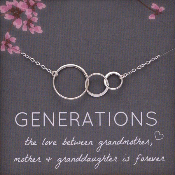 Generations Necklace for Grandma Silver Mom Granddaughter Mothers Day