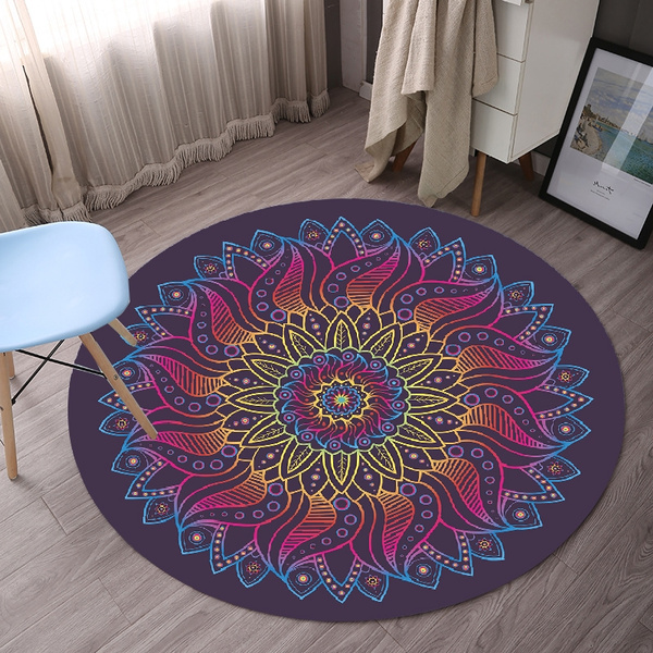 Modern Non Slip Machine Washable Round Bath Mat Living Room Bedroom Bathroom Kitchen Soft Floor Area Rug Home Decor Color Black Purple Multicolor Wish Modern Non Slip Machine Washable Round, Large Round Bathroom Mat