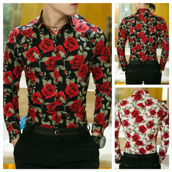 NEW Spring Floral Print Shirt for Men 