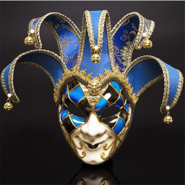 Full Face Men Venetian Theater Jester Joker Masquerade Mask With