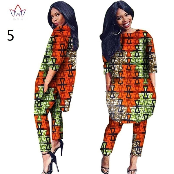 African two piece clothes set three quarter sleeve women coat long ...