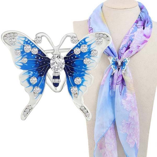 Women's Fashion Accessories, Handmade Costume Jewelry, Elegant Shawl Buckle  Exquisite Butterfly Shaped Scarf Clips Rhinestone Scarves Clip