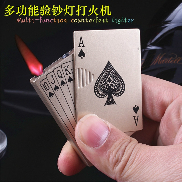 Personality Metal Playing Card Shape Windproof Lighter Creative