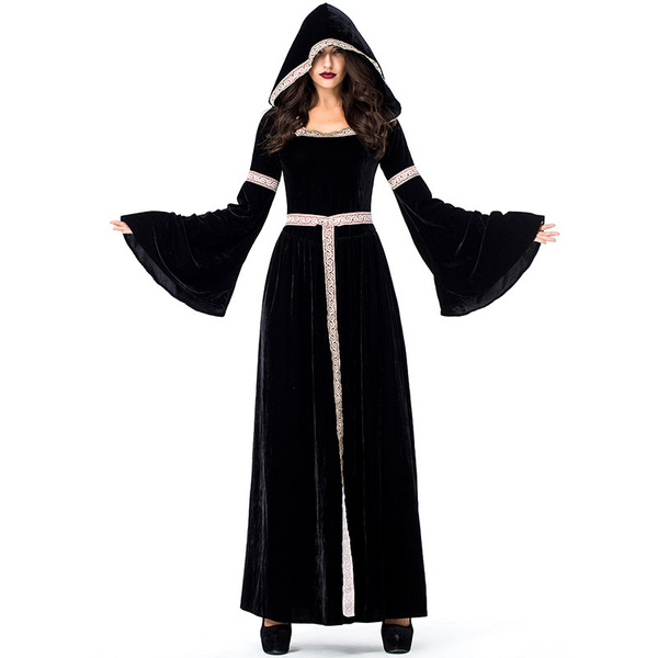 Quality Velvet Hooded Halloween Witch Sorceress Long Robes Suit Horrible  Witches Wizards Ghost Vampire Cosplay Costume Plus Size Carnival Fantasia  Evil Black Queen Fancy Dress Outfits Plus Size Anime Adult Woman Christmas