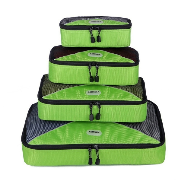 4 Set Packing Cubes Travel Luggage Packing Organizers with Laundry Bag