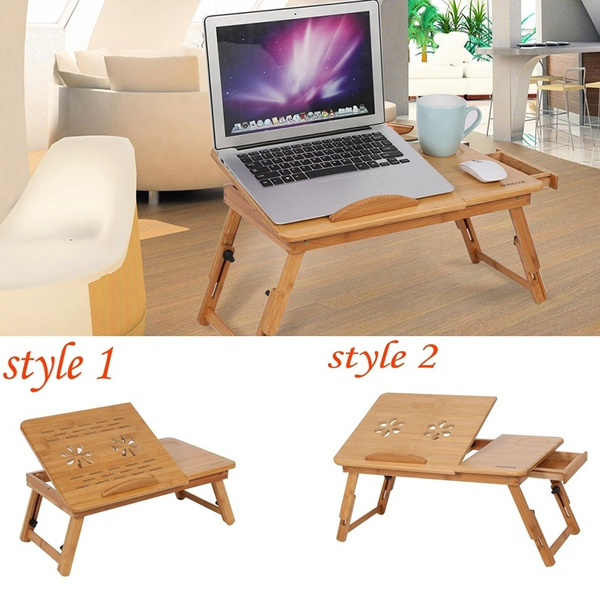 Folding Portable Flower Bamboo Laptop Notebook Computer Desk Bed Tray