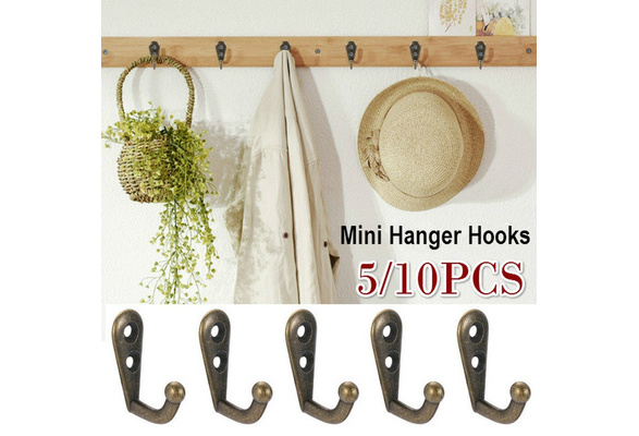 Cheap 10PCS Single Prong Hook Mini Size Wall Mounted Retro Cloth Hanger for  Coats Hats Towels Keys