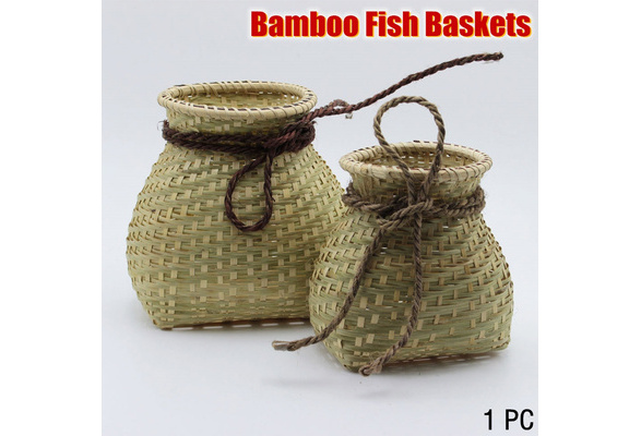 Handmade Bamboo Fish Baskets Craftsmanship Containers Outdoor Fishing  Tool(1 PC)