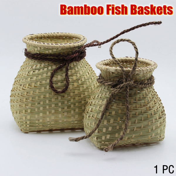 Handmade Bamboo Fish Baskets Craftsmanship Containers Outdoor