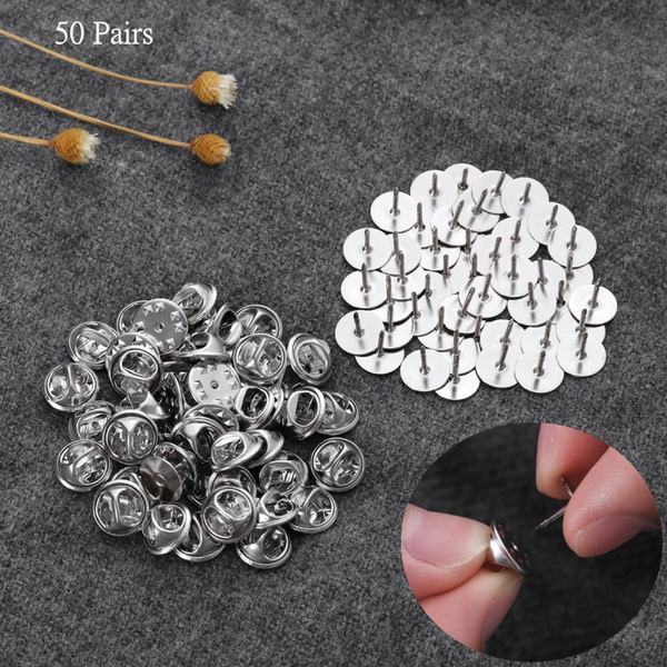 50 Pairs Tie Tacks Blank Pins with Butterfly Clutch Backs for Craft Making  (Silver)