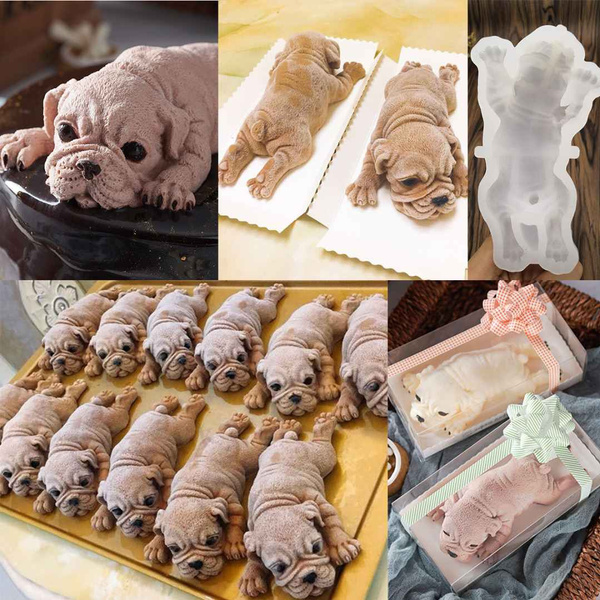New Food-grade Silicone Mold 3D Dog Corgi Bulldog Animal Silicone Mold,  Gum-Paste Mold, Silicone Mould,Biscuit Mold, Chocolate Mold,Fondant Mold, Wish