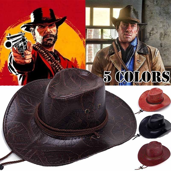 Cosplay Red Dead Redemption 2 Panama Hat Rdr2 Arthur Morgan Leather Western Cowboy Hat Coffee 