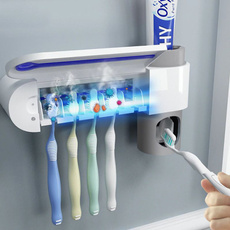 2 in 1 UV Light Ultraviolet Toothbrush Sterilizer Toothbrush Holder Automatic Toothpaste Squeezers Dispenser Home Bathroom Set