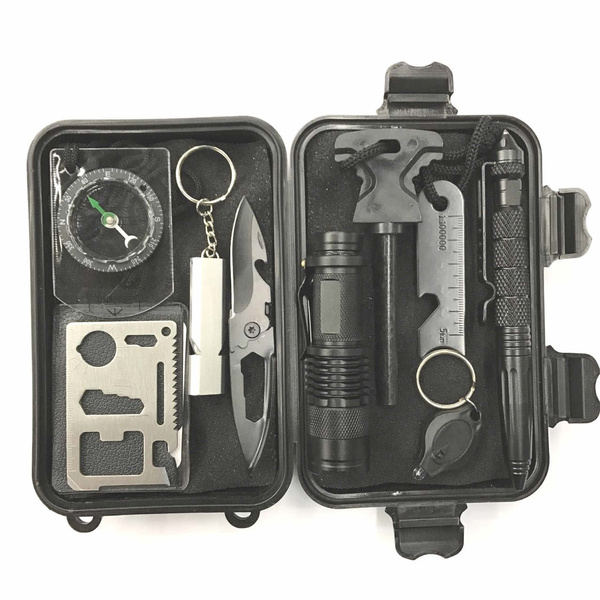Emergency Survival Kit 10 in 1 Outdoor Survival Gear Tool Folding