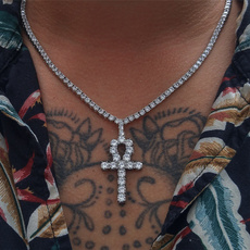 hip hop jewelry, Cross necklace, gold, Men