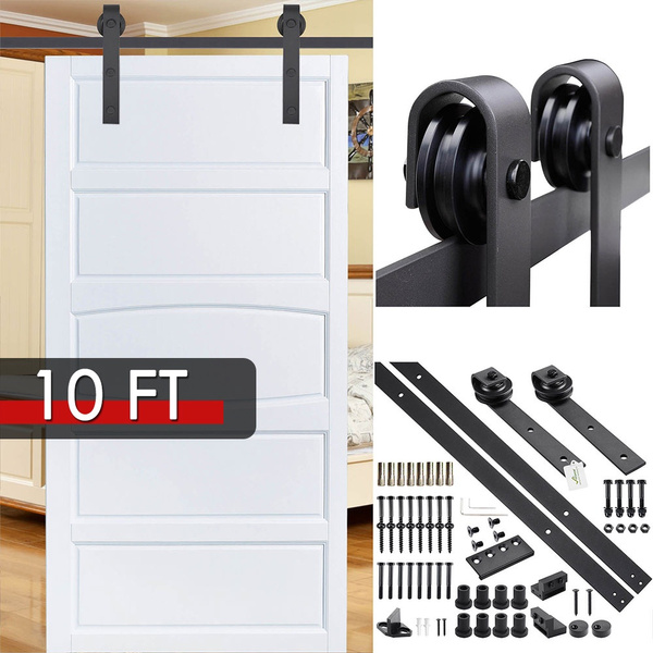Andyes 10ft Sliding Barn Door Hardware Kit Track Rail Roller Set Carbon Steel For Single Wooden Wall Wish Andyes 10ft Sliding Barn Door Hardware, Sliding Barn Door Hardware 10 Ft