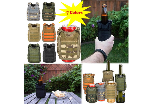 Mini Adjustable Soda Beer Bottle Cover Molle Water Bottle Holder Vest  Outdoor Military Tactical KTV Party Accessories