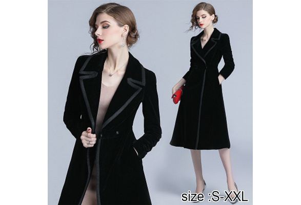 Black velvet trench coat Clearance