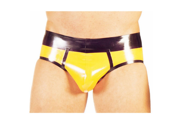 Handmade Mens Yellow Rubber Underwear Latex Briefs Customize,Clear,XS