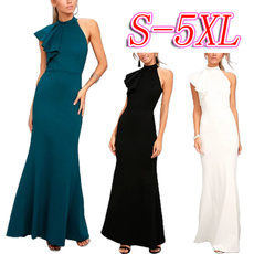 slim dress, Plus Size, one-shoulder, long dress