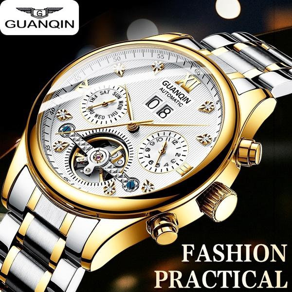 GUANQIN Men Automatic Mechanical Tourbillon Waterproof Watches Montre Uhr with Gift Box