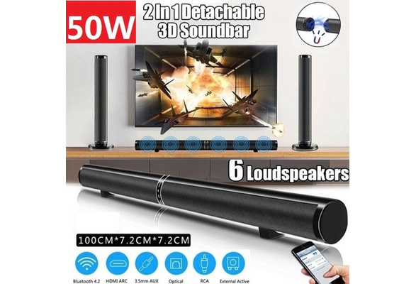 3 In 1 50W HiFi Detachable Wireless bluetooth Soundbar Speaker 6D Surround  Stereo Subwoofer for TV Home Theatre System Sound Bar Home Theater with 