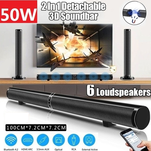 DishyKooker Wireless Blue-Tooth Sound Bar Speaker System TV Home Theater Soundbar Subwoofer 2 Speak Driver Electronic Products for Gifts