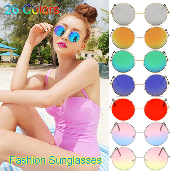 Sunglasses Round Vintage Metal Women Sunshades Summer Circle Eyewear 