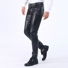 trousers, koreanversion, pants, leather