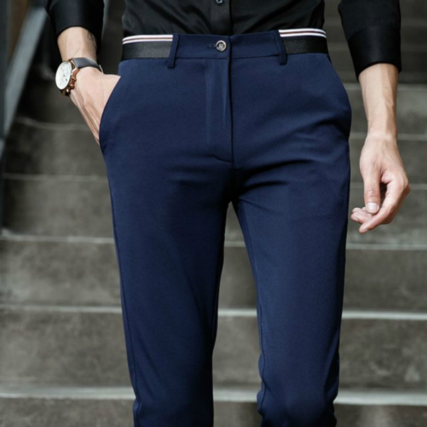 Men Suit Pants Classic Straight Office Trouser Men Formal Dress Pants ...