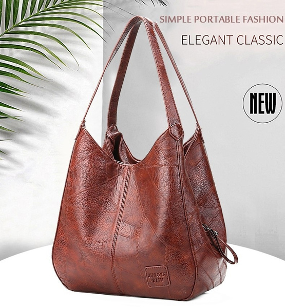 Leather Women Luxury Designer Bag Vintage Handbags Big Shoulder Bags With Wallet 