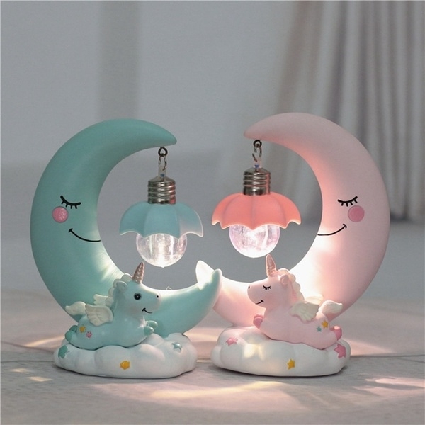 Ins Cartoon Unicorn Lamp Night Light Luminaria for Kids Bedroom Gift Decoration