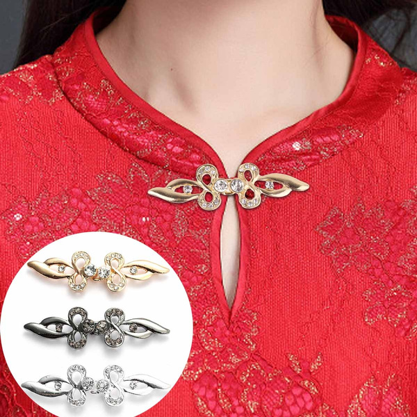 Sewing on Collar Brooch Cloak Cape Clasp Fasteners Hook and Eye Retro  Flower Decorative Cardigan Clip Sewing Buttons on Clothes(Without Clips)