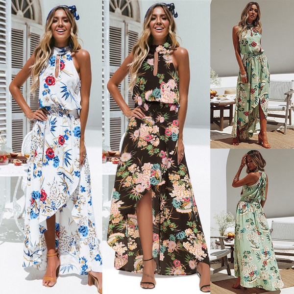 halter floral print dress