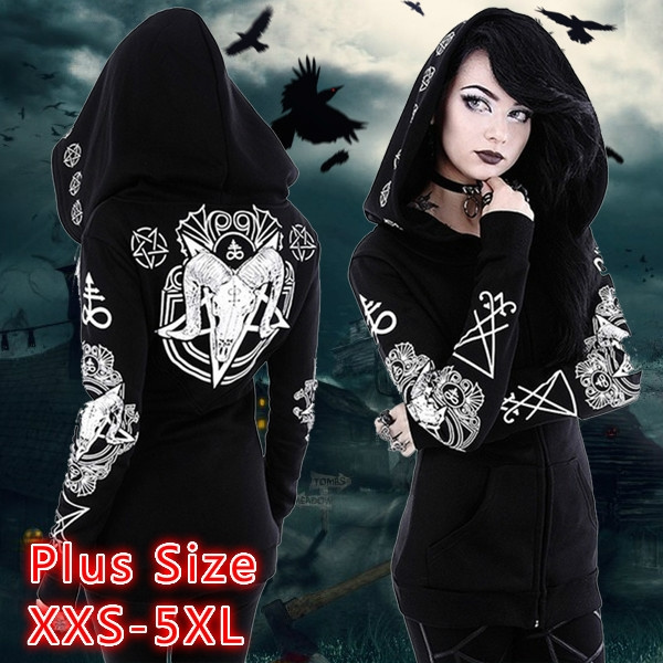 Hot Ladies Fashion Gothic Punk Hoodie Girls Jacket Coat Cardigans Halloween Costume Hoodie Women s Fashion Gothic Hoodies