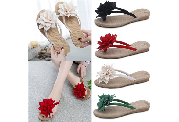 Flower Flip flops Summer Beach Casual Personality Sandal Slippers for Woman Girls Wish