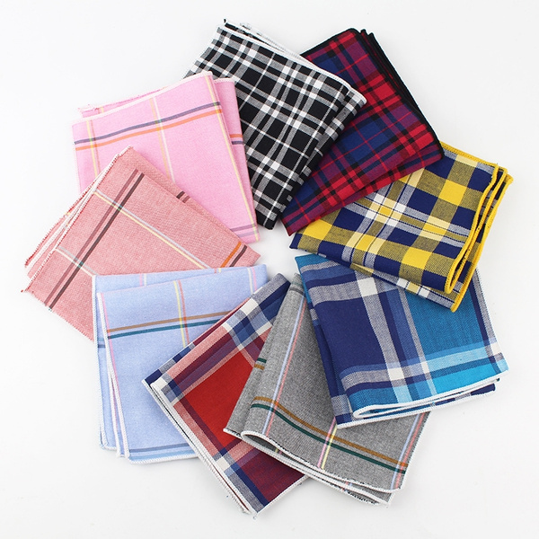 100 Cotton Handkerchief Vintage Hankies Men's Pocket Square Striped