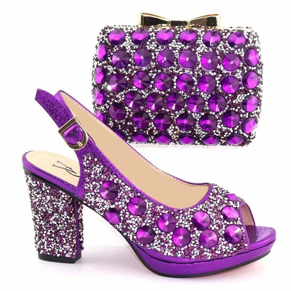 purple shoes and bag for wedding