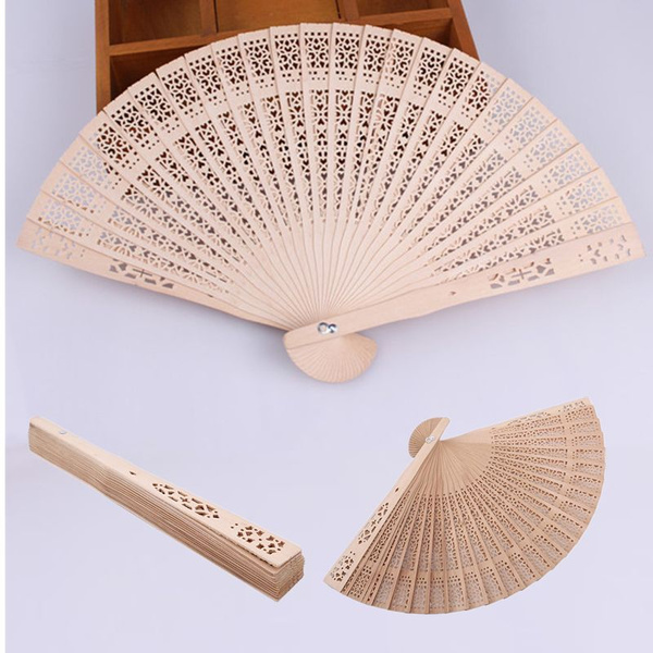 Chinese Bamboo Folding Hand Fan Wedding Party Flower Vintage Gift Wooden LOT 