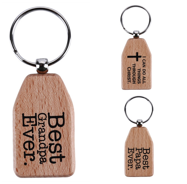 creative wooden best dad papa grandpa letter print keychain female handbag hanging ornaments wish