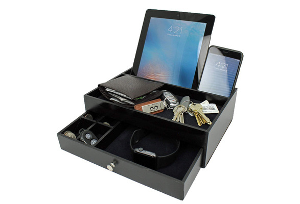 Valet Drawer Charging Station Black Nightstand Organizer With Valet Tray Wish