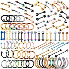 10PCS Steel Assorted Colors Segment Nose Hoop Rings Lip Eyebrow Tongue Barbell Ear Cartilage Piercing CBR Fashion Jewelry