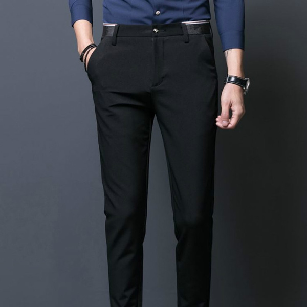 Buy Raymond Men Black Slim Fit Checks Polyester Blend Trouser | Raymond  Trouser online | Black