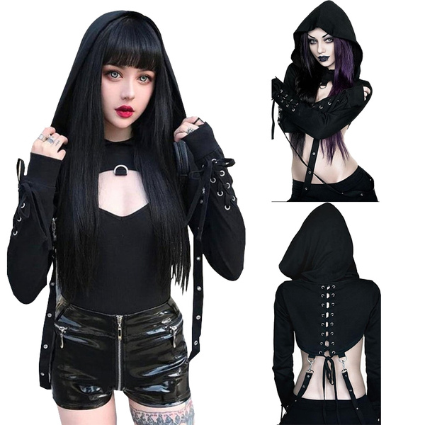 Women Plus Size Cosplay Costume Jacket Hooded Outwear Coat Gothic Steampunk Punk 