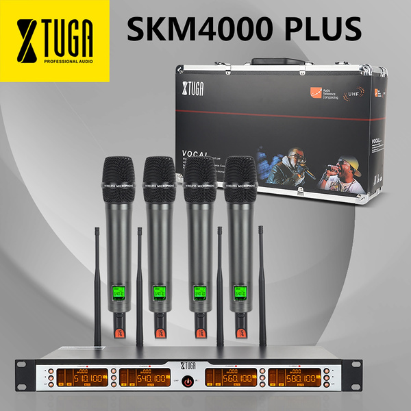 XTUGA SKM4000 PLUS Professional 4-Channel UHF wireless microphone system  Metal Built, Fixed Frequency, 4 x 100 Channels, Ideal for Events, Church, 