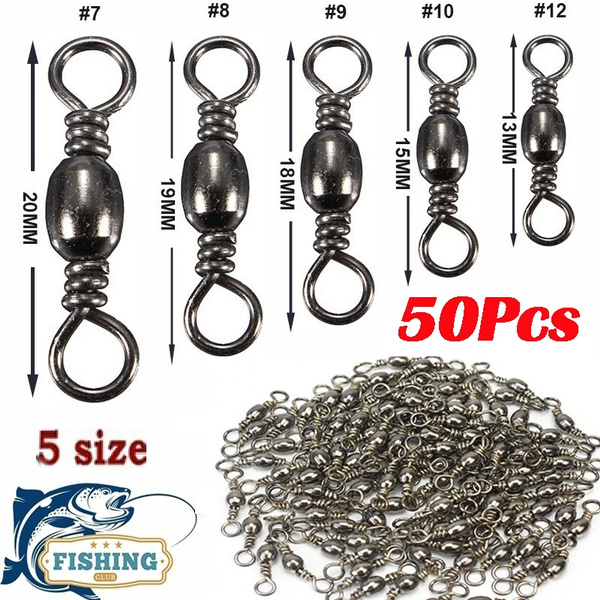 50PCS Swivel Fish Tackle Hook Snap Sea Fishing Snapshot Spinning Fishing  Hook Connector Snap Rotation Fishing Gear Solid Ring
