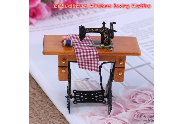 Details about   Vintage Miniature Sewing Machine With Cloth for 1/12 Scale Dollhouse Decorat jy